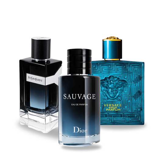 PACK MIT 3 PARFUMS: DIOR SAUVAGE, YVES SAINT LAURENT Y MEN, VERSACE EROS