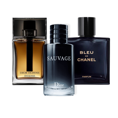 PACK MIT 3 PARFUMS: SAUVAGE DIOR, BLEU DE CHANEL, DIOR HOMME INTENSE (EAU DE PARFUM)