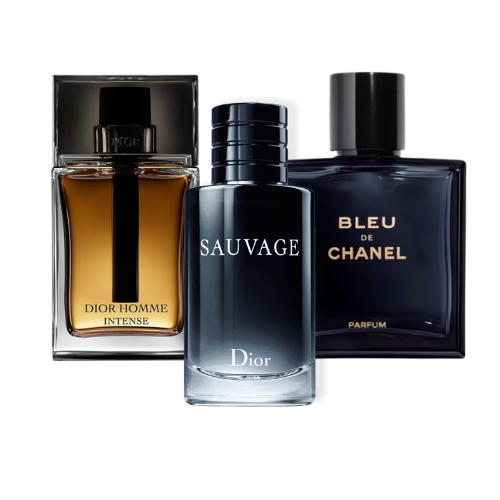 PACK MIT 3 PARFUMS: SAUVAGE DIOR, BLEU DE CHANEL, DIOR HOMME INTENSE (EAU DE PARFUM)