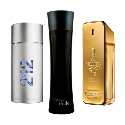 PACK MIT 3 PARFUMS: 212 MEN NYC, PACO RABANNE ONE MILLION, ARMANI CODE HOMME (EAU DE PARFUM)