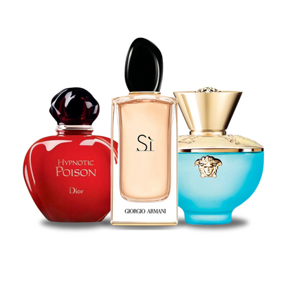 PACK MIT 3 PARFUMS: DIOR HYPNOTIC POISON, GIORGIO ARMANI SÌ, VERSACE DYLAN TURQUOISE (EAU DE PARFUM)