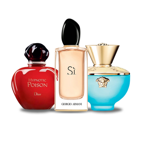 PACK MIT 3 PARFUMS: DIOR HYPNOTIC POISON, GIORGIO ARMANI SÌ, VERSACE DYLAN TURQUOISE (EAU DE PARFUM)