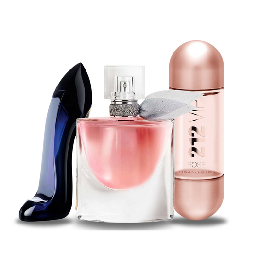 PACK MIT 3 PARFUMS: CAROLINA HERRERA GOOD GIRL, LANCÔME LA VIE EST BELLE, CAROLINA HERRERA 212 VIP ROSÉ (EAU DE PARFUM)