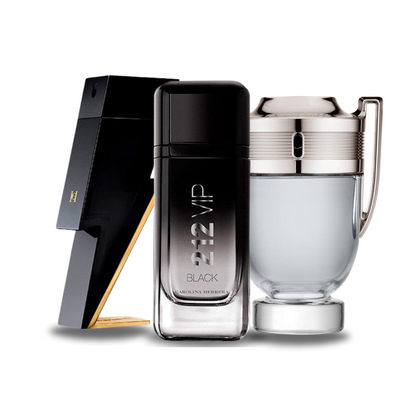 PACK MIT 3 PARFUMS: CAROLINA HERRERA BAD BOY, CAROLINA HERRERA 212 VIP BLACK, PACO RABANNE INVICTUS (EAU DE PARFUM)