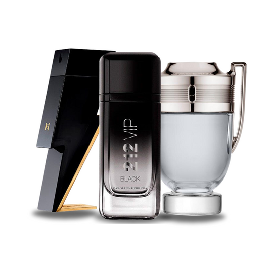 PACK MIT 3 PARFUMS: CAROLINA HERRERA BAD BOY, CAROLINA HERRERA 212 VIP BLACK, PACO RABANNE INVICTUS (EAU DE PARFUM)