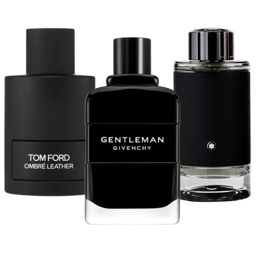 PACK MIT 3 PARFUMS: TOM FORD OMBRE LEATHER, GIVENCHY GENTLEMAN, MONTBLANC EXPLORER (EAU DE PARFUM)