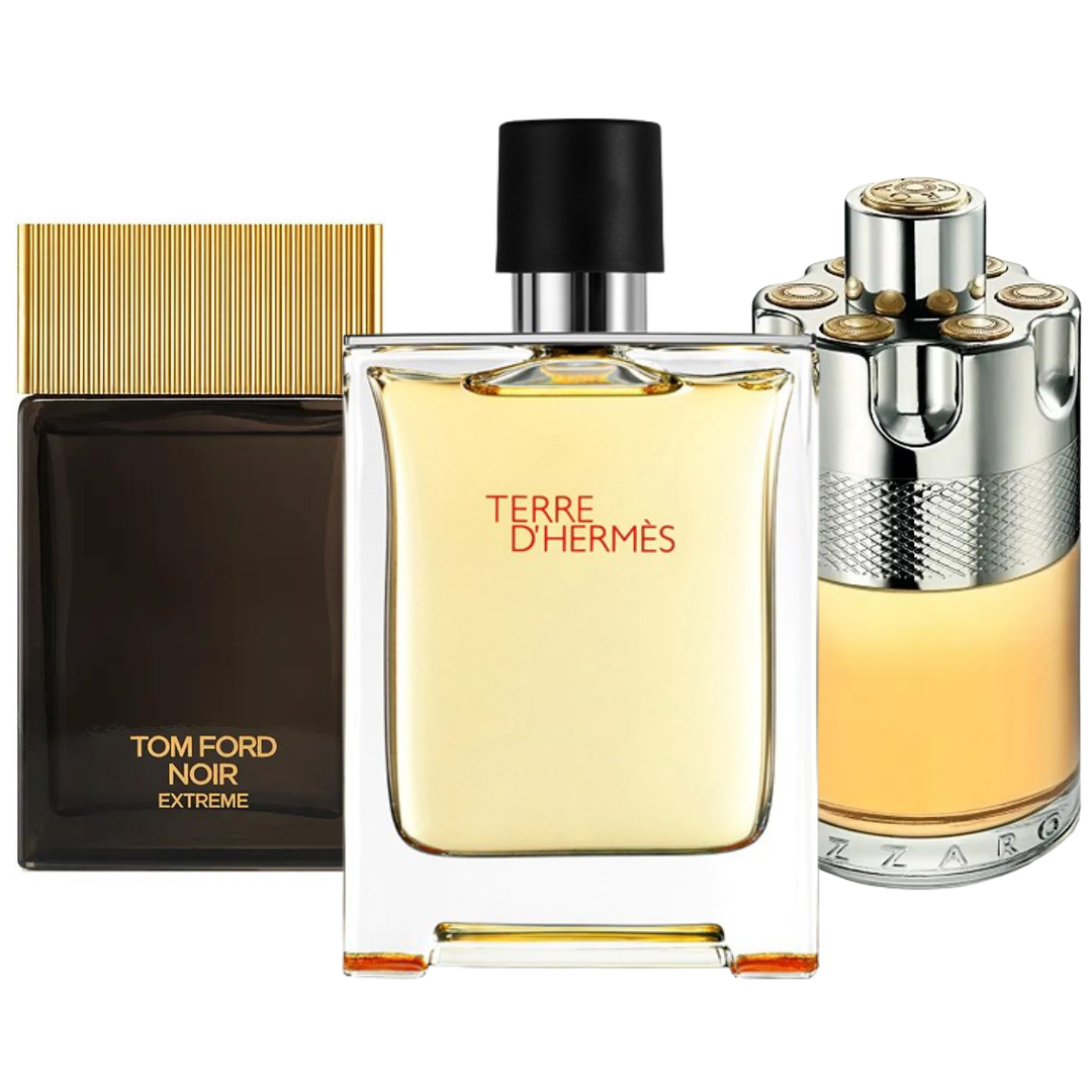 PACK AVEC 3 PARFUMS: TERRE D'HERMÈS, AZZARO WANTED, TOM FORD NOIR EXTREME (EAU DE PARFUM)