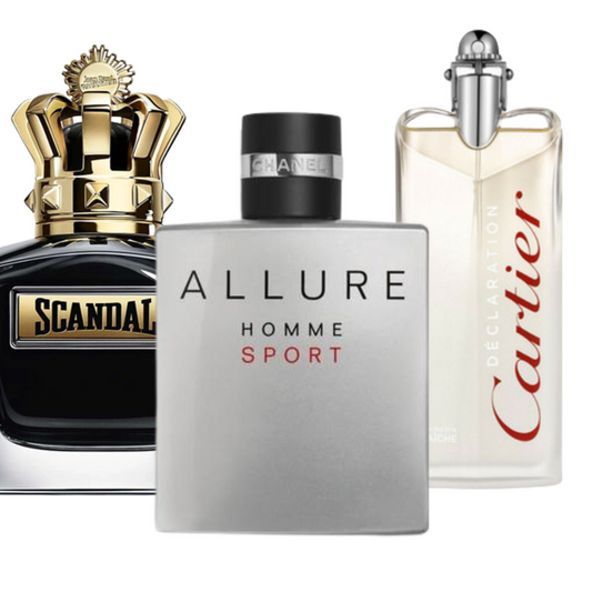 PACK MIT 3 PARFUMS: ALLURE HOMME SPORT, JEAN PAUL GAULTIER SCANDAL, CARTIER DECLARATION (EAU DE PARFUM)