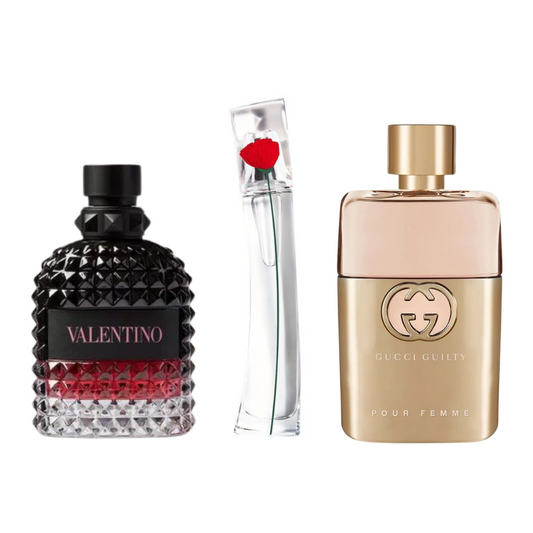 PACK MIT 3 PARFUMS: GUCCI GUILTY, VALENTINO INTENSE, FLOWER BY KENZO (EAU DE PARFUM)